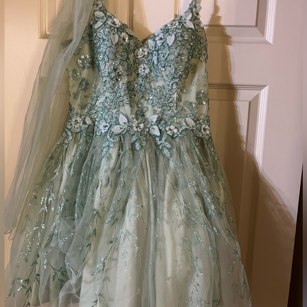 Dancing Queen Mint Green Embroidered Formal Dress